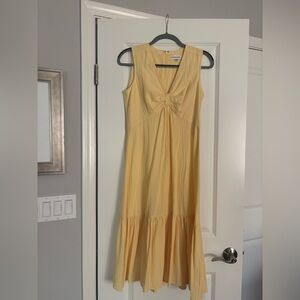 Calvin Klein Yellow Midi Dress with Bow Detail